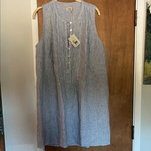 Faherty Isha blue and white linen dress